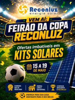 ⚽☀️ Vem aí o *FEIRÃO DA COPA* da Reconluz!

*De 15 a 19* de junho vamos liberar condições especiais em vários *KITS DE ENERGIA SOLAR*, com valores abaixo da tabela normal e válidos apenas durante o feirão.

Será uma semana com ofertas reais, quantidade limitada e atendimento prioritário.

Se quiser receber as condições primeiro, chama nosso time no Whatssapp: 71 99294-0646

#Promoção  #energiasolarbahia