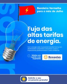 A Agência Nacional de Energia Elétrica (Aneel) anunciou que a bandeira tarifária vermelha será mantida no mês de Julho.

✅E você? O que está esperando para ficar livre desses aumentos de energia?

💰Invista no seu sistema de Energia Solar, economize dinheiro e valorize seu imóvel! ☀😉

👉Solicite agora um orçamento grátis para nossos consultores, através do Telefone/Whatsapp: 📲 (71) 3255-8666 / (71) 99294-0646.

#ManutençãoPreventivaPainéisSolares #LimpezaPainéisSolares #EnergiaSolarParaCondomínios #EnergiaSolar #Sustentabilidade #EnergiaSolarSalvador #EnergiaSolarBahia #EconomizarEnergia #EnergiaSolarFotovoltaica #Placassolares #ReconluzEnergiaSolar #EnergiaSolarParaEmpresas #EnergiaSolarParaResidências #EnergiaSolarParaCondomínios #EnergiaSolarParaEscolas
