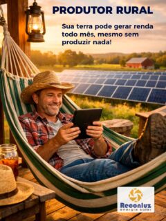 Você possui um terreno parado ou subutilizado?

Ele pode se transformar em uma usina solar de investimento, gerando receita mensal através da venda de energia, sem você se preocupar com mão de obra, com clima, nem com venda da produção

A Reconluz cuida de tudo:
✔️ Projeto;
✔️ Implantação;
✔️ Conexão com a concessionária;
✔️ Operação da usina.

📍 Avaliamos terrenos próprios ou áreas disponibilizadas pela Reconluz.

📲 Clique no Link da BIO e descubra se seu terreno tem potencial para gerar energia e renda.